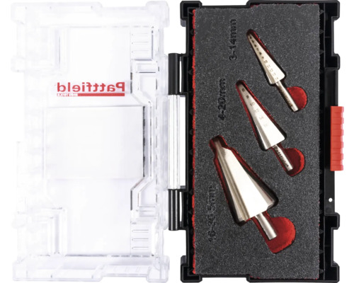 Trappenboor set met drie gereedschappen in koffer