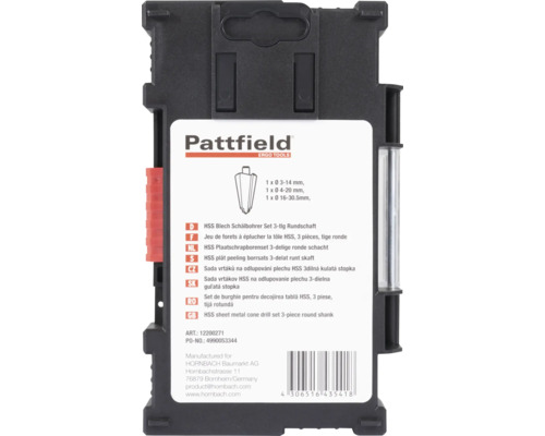 Pattfield HSS plaatschrapborenset, 3-delig met ronde schacht