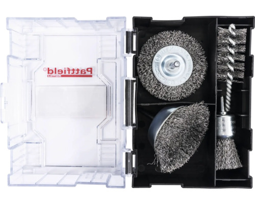 Borstelset met draadborstels in opbergdoos