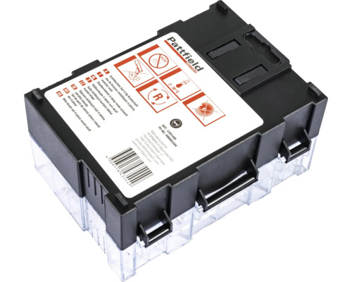 Draadborstelset met vier ronde schachtdraadborstels in een transparante kunststof doos