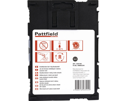 Pattfield staalborstelset vierdelig ronde schacht verpakking