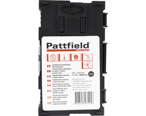 Pattfield staalborstelset messing 3-delig ronde as verpakking