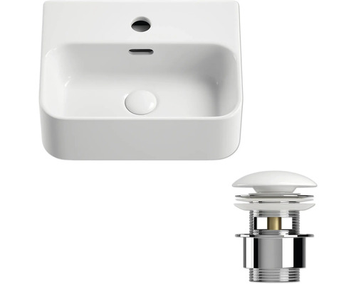 Keramische wastafel met afvoergarnituur