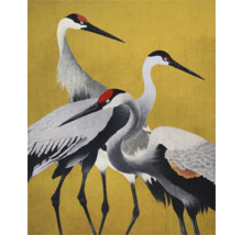 Schilderij met drie kraanvogels op doek