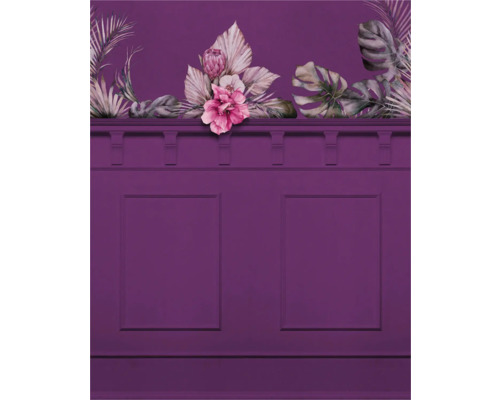 KOMAR Fotobehang vlies FLX4-054 Bold Baroness lambrisering 200x250 cm Wandpaneel met bloemmotief voor een stijlvolle wanddecoratie