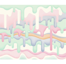 Illustratie met kleurverlopen en druppelvormen