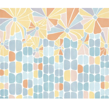 Grafisch patroon met bloemen en geometrische vormen