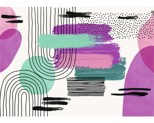 KOMAR Fotobehang vlies FLX7-013 La Boum 350x250 cm Abstracte wanddecoratie met lijnen en vlakken