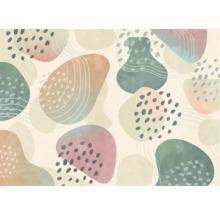 Abstract behang met organische vormen en stippenpatroon