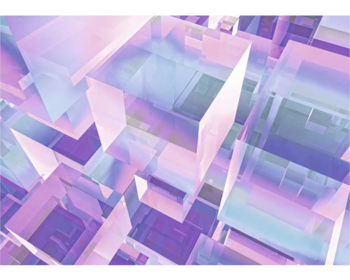KOMAR Fotobehang vlies FLX7-029 Holographicubical 350x250 cm Abstract patroon van transparante kubussen