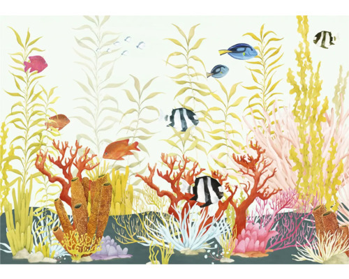 KOMAR Fotobehang vlies FLX7-022 Coral World 350x250 cm Decoratief behang met onderwatermotief, inclusief vissen, koralen en zeegras