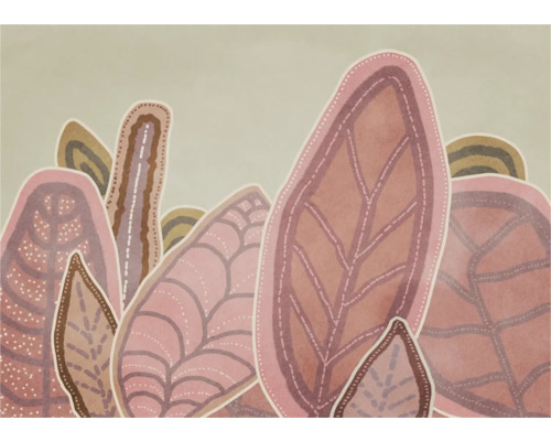 KOMAR Fotobehang vlies FLX7-024 Papunya Leafs 350x250 cm Illustratie met verschillende bladeren