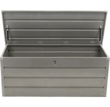 Geopende metalen tuinkist voor opslag