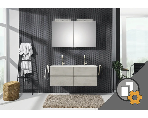 JUNGBORN Badmeubel Mille op maat Badkamer met wastafel, spiegelkast en handdoekladder