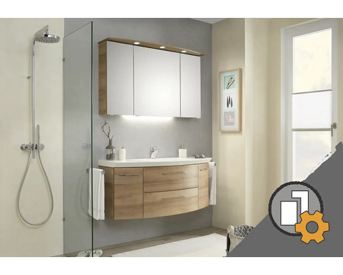 JUNGBORN Badmeubel Undici op maat Badkamer met douchecabine, wastafelonderkast en spiegelkast