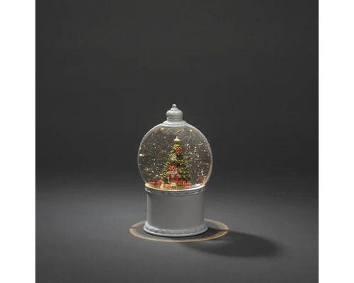 KONSTSMIDE Kerstverlichting LED lantaarn met kerstdorp en timer lamp warmwit Sneeuwbol met kerstboom en cadeaus