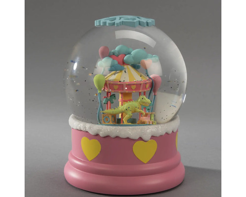 Sneeuwbol met dinosaurus- en carrouselmotief