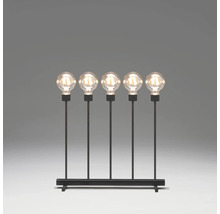 Decoratieve lamp met vijf gloeilampen op een voet