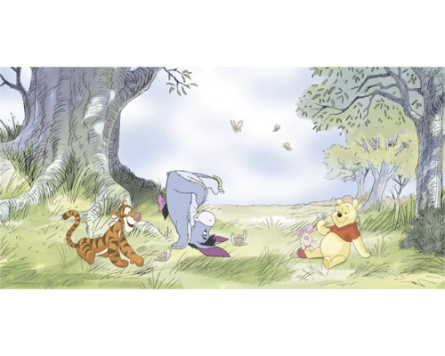 KOMAR Fotobehang vlies DX10-243 Disney Winnie The Pooh Friendly 500x250 cm Illustratie van Winnie de Poeh, Knorretje, Teigetje en Iejoor in het bos