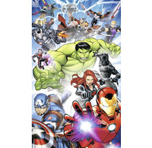 Comicillustratie van verschillende Avengers-personages in actie