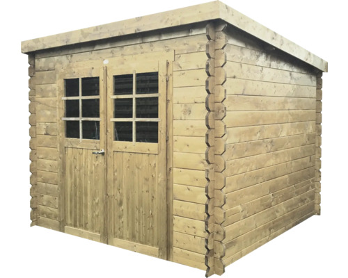 Houten tuinhuis met dubbele deur en ramen