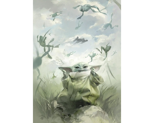 KOMAR Poster Star Wars The Mandalorian Grogu 50x70 cm Schilderij van Baby Yoda met vliegende kikkers en ruimteschepen