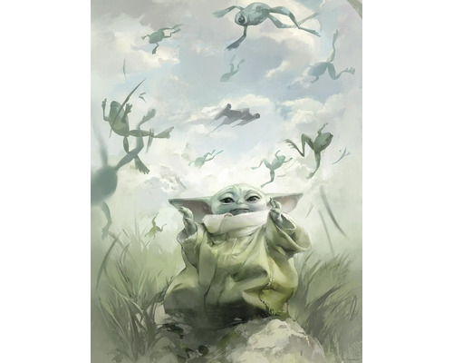KOMAR Poster Star Wars The Mandalorian Grogu 30x40 cm Schilderij van Baby Yoda met kikkers die in de lucht zwemmen