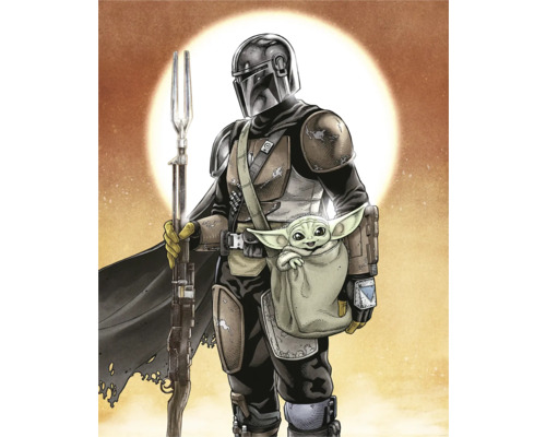 KOMAR Fotobehang vlies DX4-184 Star Wars The Mandalorian And Grogu 200x250 cm Illustratie van Mandalorian met Baby Yoda