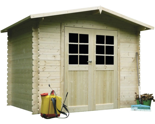 Houten tuinhuis met dubbele deur en ramen