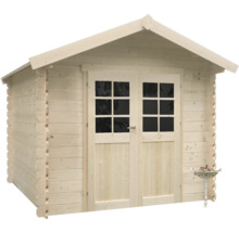 Houten tuinhuis met dubbele deur en ramen
