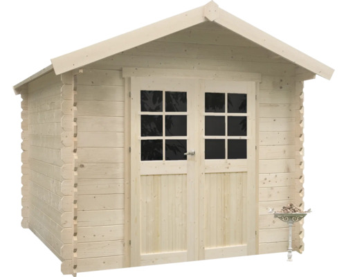 Houten tuinhuis met dubbele deur en ramen