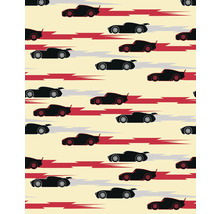 Patroon met gestileerde raceauto''s en snelheidslijnen