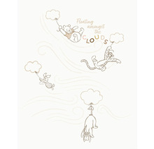 Decoratief behang met Winnie de Poeh-motieven die aan wolken hangen