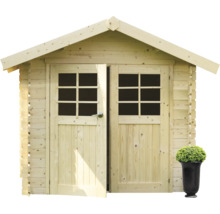 Houten tuinhuis met dubbele deur en ramen
