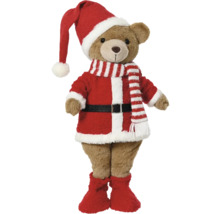 Teddybeer met kerstman kostuum en muts