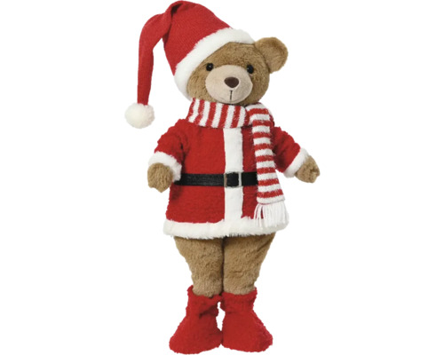Teddybeer met kerstman kostuum en muts