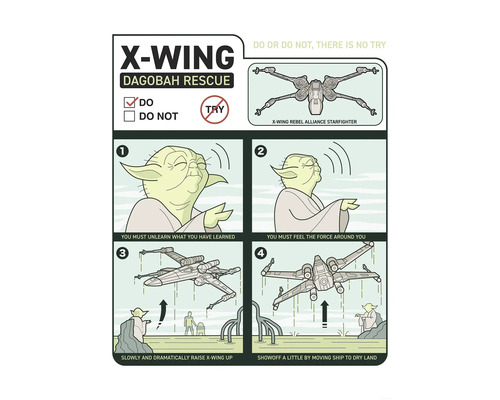X-Wing Dagobah reddingsinstructies met illustraties en instructies voor het gebruik van de Force.