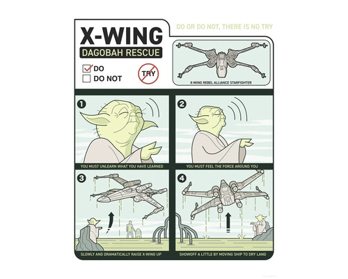 Instructies voor X-Wing Dagobah redding met illustraties en tekst.