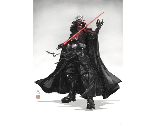 Darth Vader in samoeraistijl met lichtzwaard