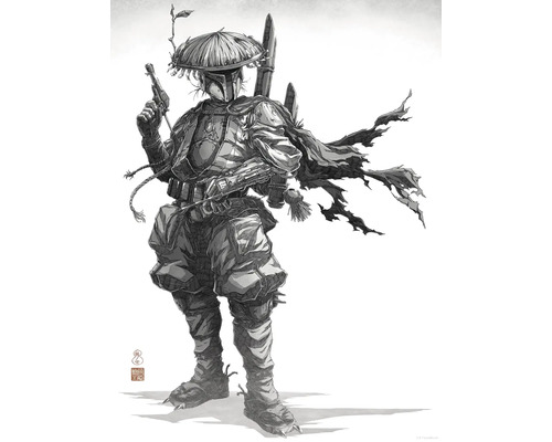 KOMAR Poster Star Wars Samurai 30x40 cm Illustratie van een persoon in een futuristisch harnas met een Aziatische hoed.