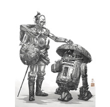 Illustratie van twee robots met hoeden