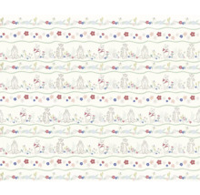 Behang met Winnie de Poeh, Teigetje, Iejoor en bloemenpatroon