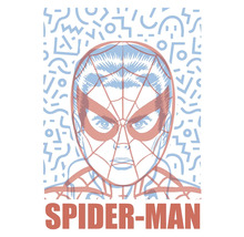 Spider-Man illustratie met geometrisch patroon