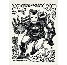 Afbeelding van een stripboeksuperheld in gestileerde vorm.