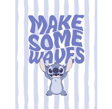 Decoratieve muurafbeelding met de tekst ''Maak golven'' en een afbeelding van Stitch