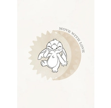 Tekening van Stitch met de tekst Move with Love