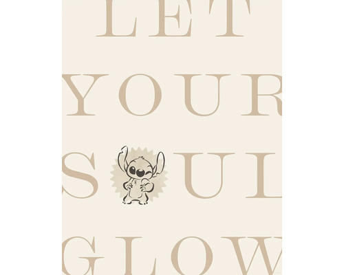 Wanddecoratie met de tekst Laat je ziel stralen en een Stitch-figuur