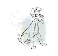 Schets van een zittende hond