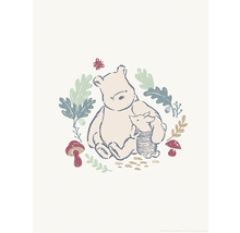 Illustratie van Winnie de Poeh en Knorretje met bladeren en paddenstoelen