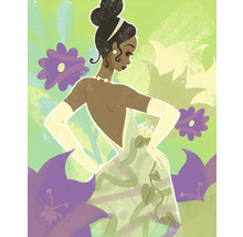 Illustratie van een vrouw met een jurk en bloemen